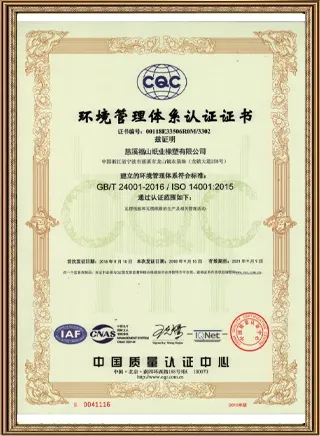 Environmental management system certification